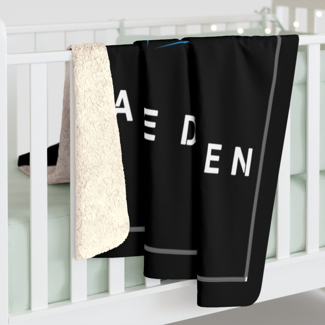 Black Logo Sherpa Fleece Blanket - Image 8