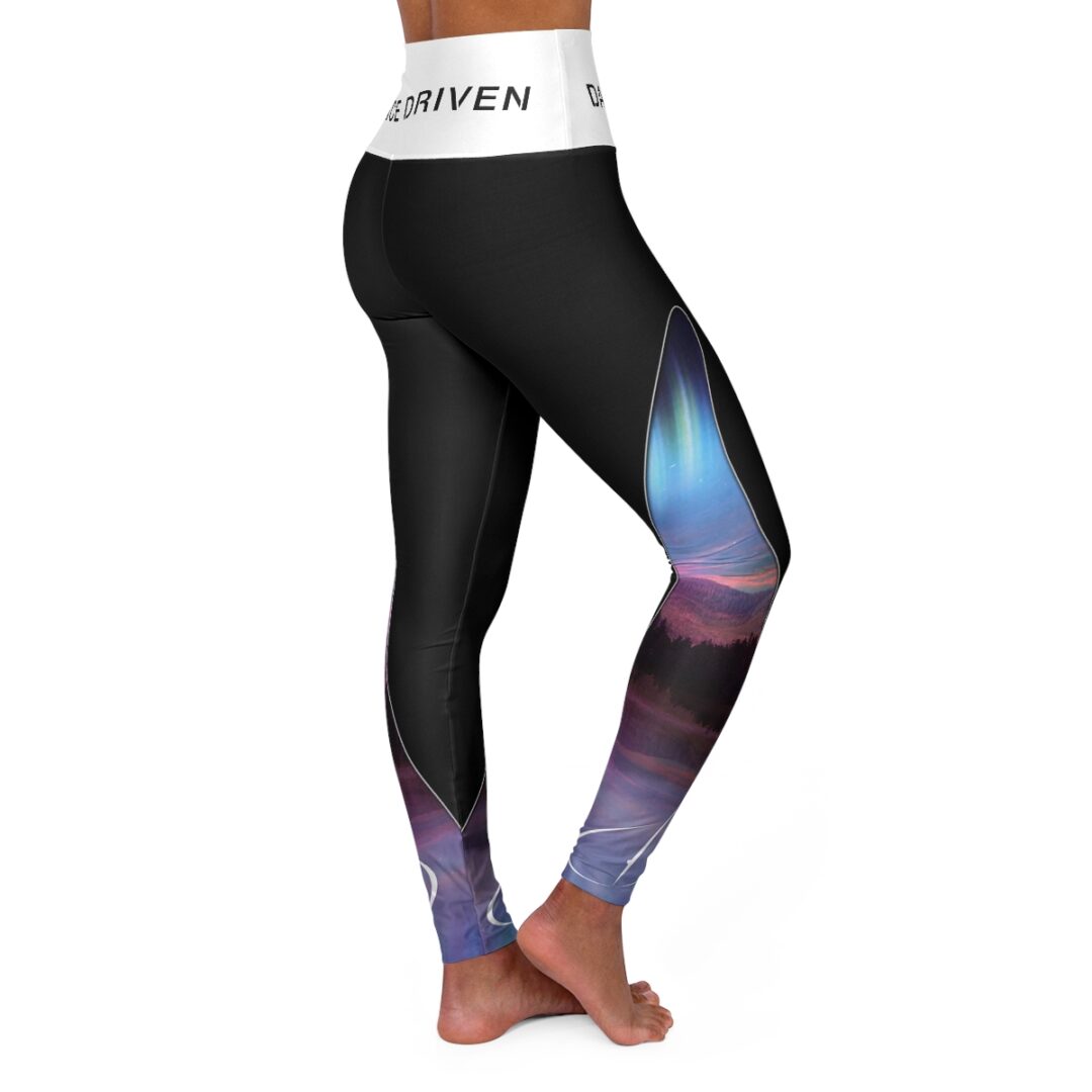 Aurora High Wasted Leggings Black with White Waist